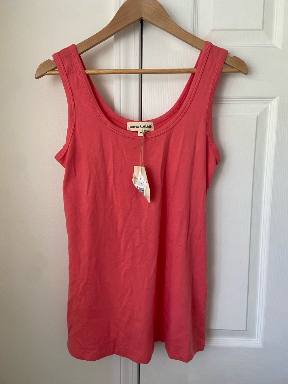 New Johnny Was Calmé Tank Top Womens Bamboo Cotton Stretch Sleeveless Coral M